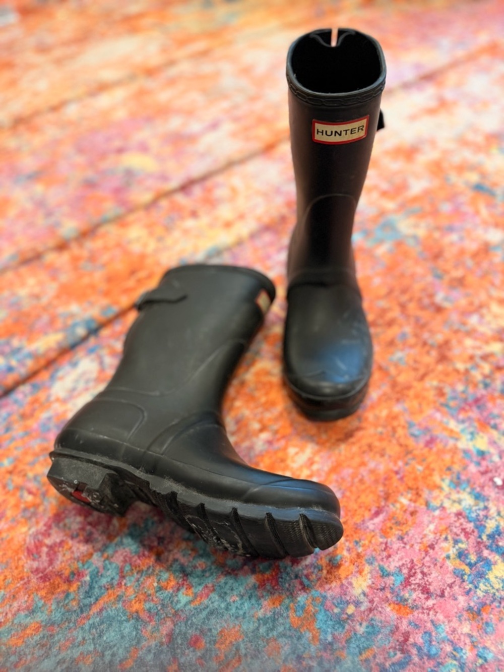 Hunter Original Mid-Calf Rain Boots Matte Black Women’s 7 Waterproof Wellies